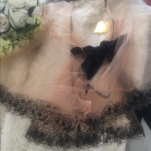 New! Agent Provocateur Lindie Kimono Soiree Black robe beaded sheer mesh gown - Picture 8 of 12